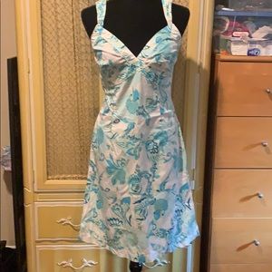 Summer dress aqua/white color